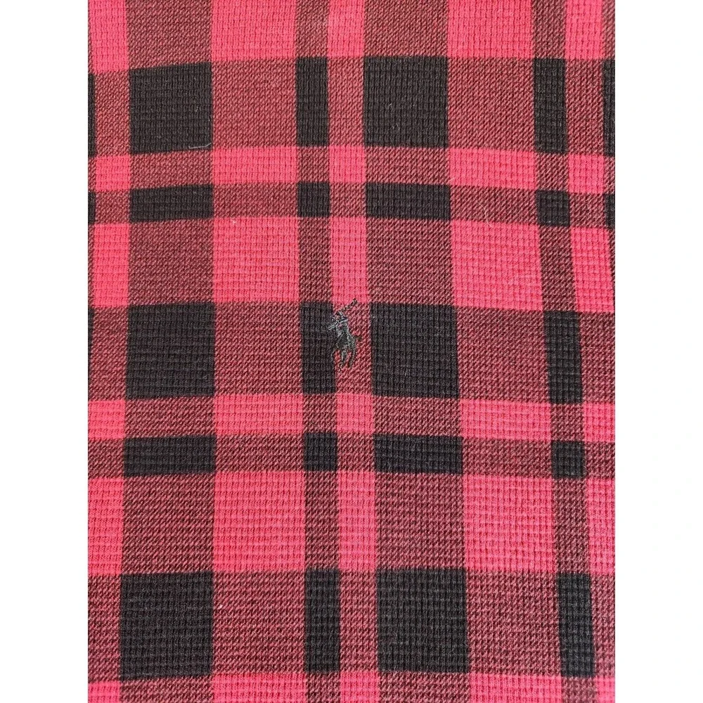 Polo Ralph Lauren Mens XL Red Black Buffalo Plaid Waffle‎ Knit Thermal Shirt